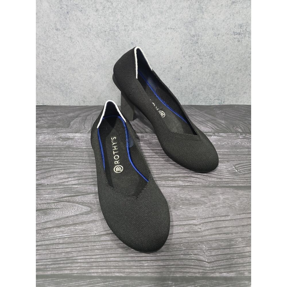 Rothy’s Women's The Flat Round Toe Black Ballet Knit Slip On Shoe US W10 Flats